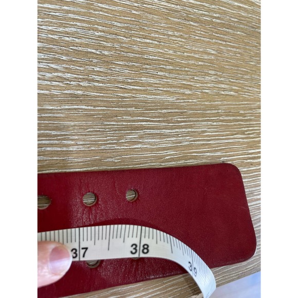 Vintage Pride Red Leather Belt Medium 35-38 Adjustable Rainbow Brass - Picture 6 of 11